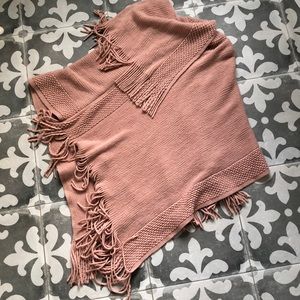 Elegant Pink Fringed Poncho